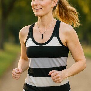 Express Zip Sports Back Crew Tank Top Stripped Sleeveless Extra Small